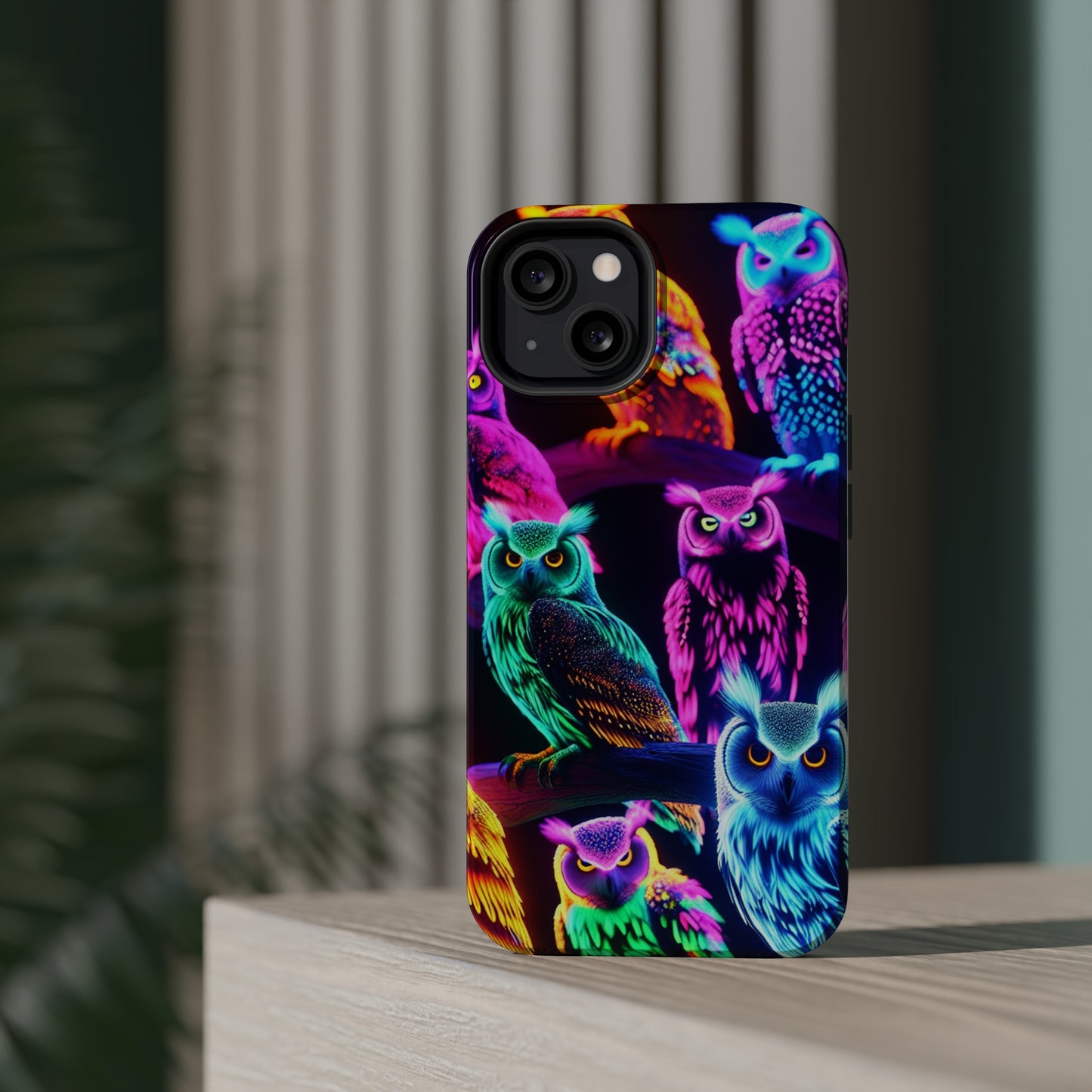 Neon Night Owls. Neon Owls Premium Art Magsafe Magnet Tough IPhone 13 14 15 Pro Plus Max and Mini in Matte and Glossy Phone cases