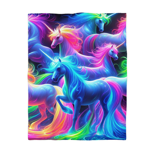 Paolo Nasini - NEON Unicorns Microfiber Duvet Cover