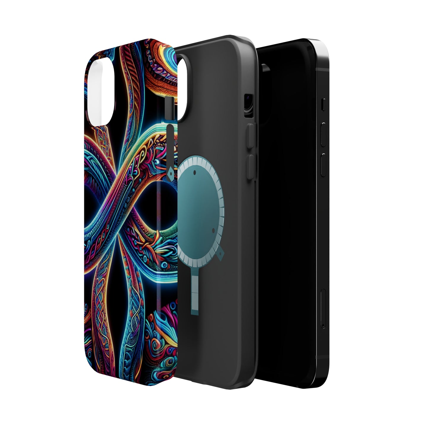 Vibrant Infinity Nocturne Neon Trippy Infinity Patterns Premium Art Magsafe Magnet Tough IPhone 13 14 15 Pro Plus Max and Mini in Matte and Glossy Phone cases