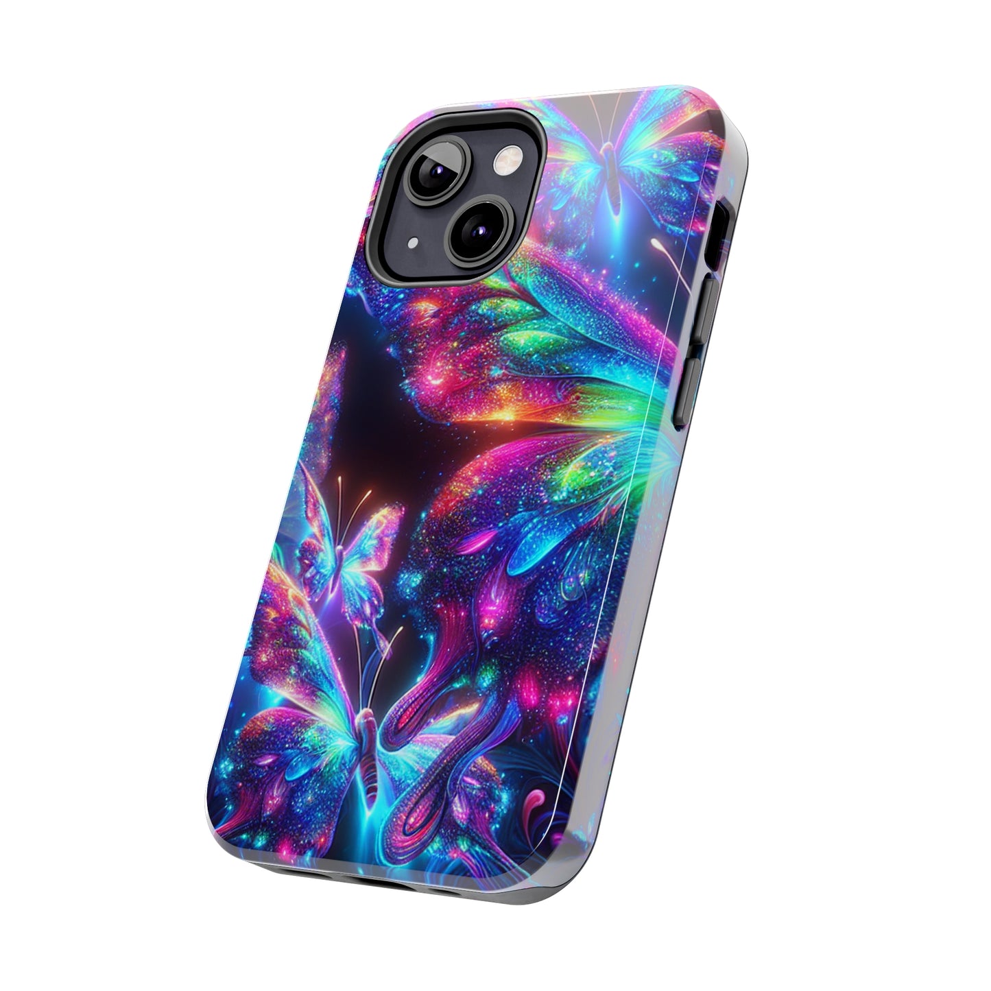 "Butterfly Prism Eruption" NEON Butterflies Tough Phone Case