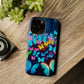 "Scintillating Swirls of Neon Butterflies" Neon Butterflies Premium Art Magsafe Magnet Tough IPhone 13 14 15 Pro Plus Max and Mini in Matte and Glossy Phone cases