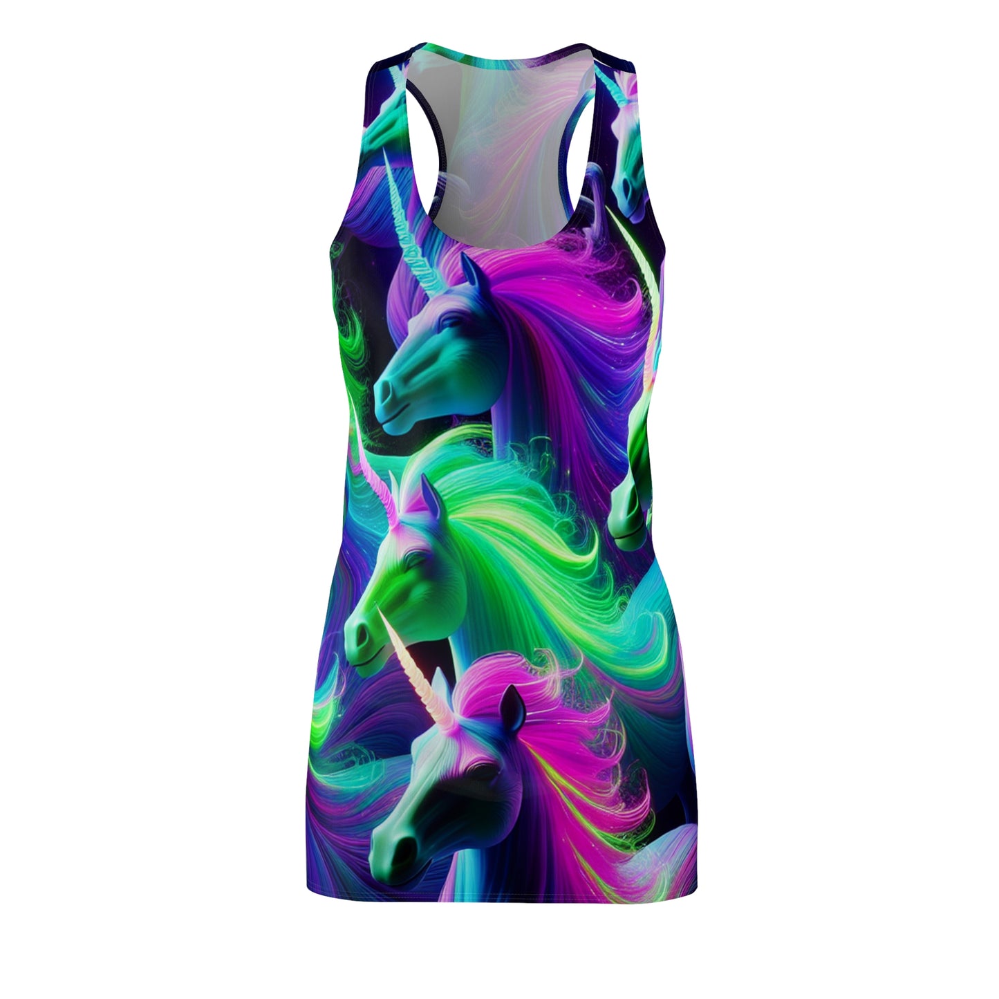 Neon Fantasia - Rainbow of Unicorns. Neon Unicorns Racerback Dress