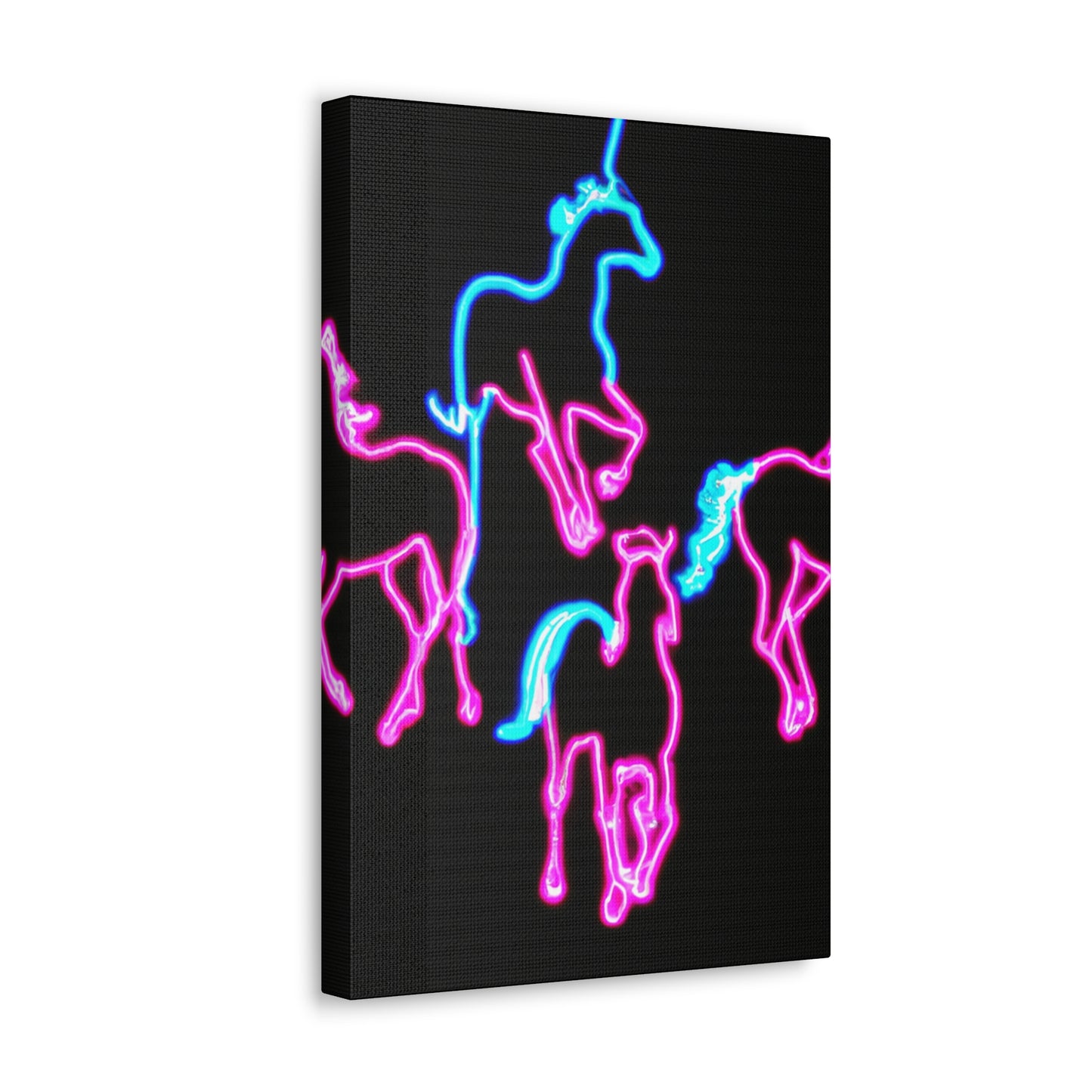 "Enchanted Fluorescence" NEON Unicorns Art Canvas