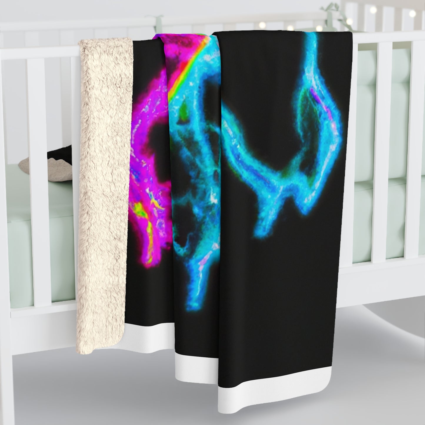 "Neon Dreamers" - NEON Unicorns Art Sherpa Blanket