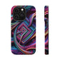 Fluxing Fractalvisage. Neon Trippy Infinity Patterns Premium Art Magsafe Magnet Tough IPhone 13 14 15 Pro Plus Max and Mini in Matte and Glossy Phone cases