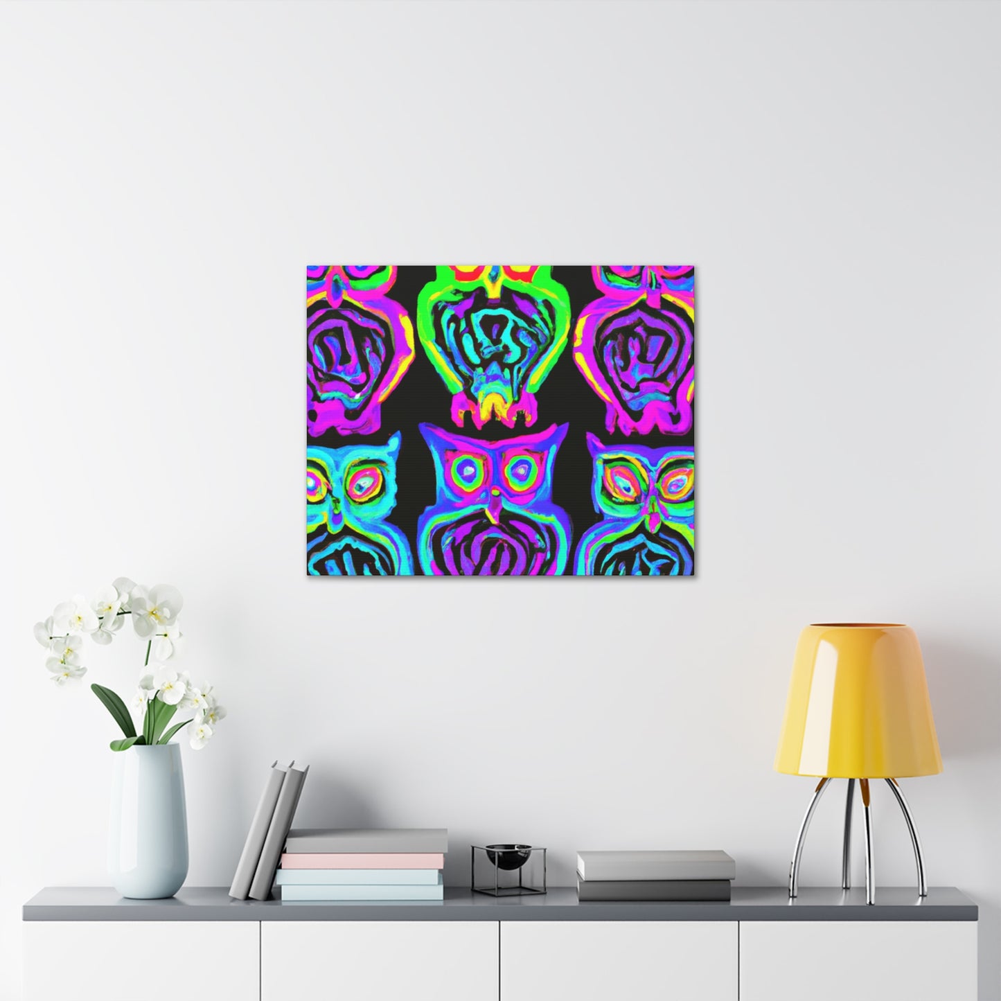 Neon Night Owls. NEON Owls Art Canvas