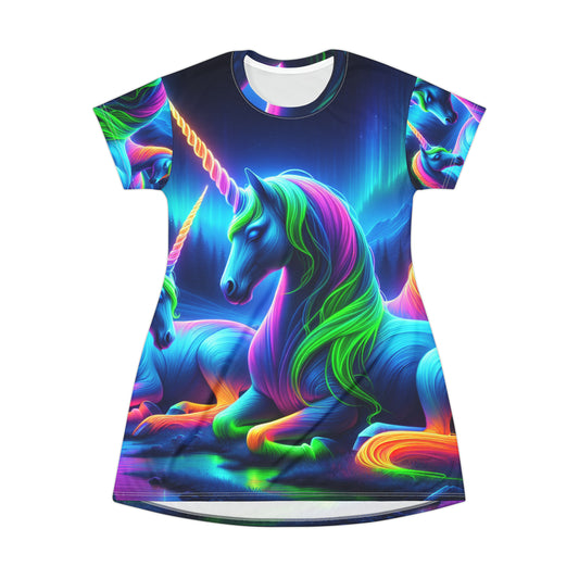 Neon Unicorn Dreamscape Neon Unicorns Womans T Shirt Dress