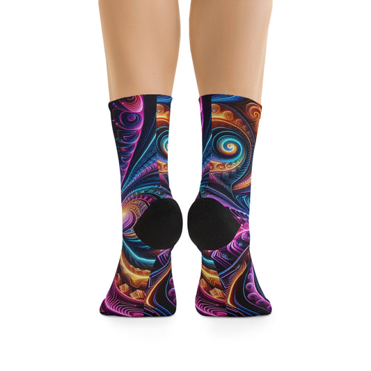 TDB "Galactic Fractal Vision" Trippy Recycled Poly Socks
