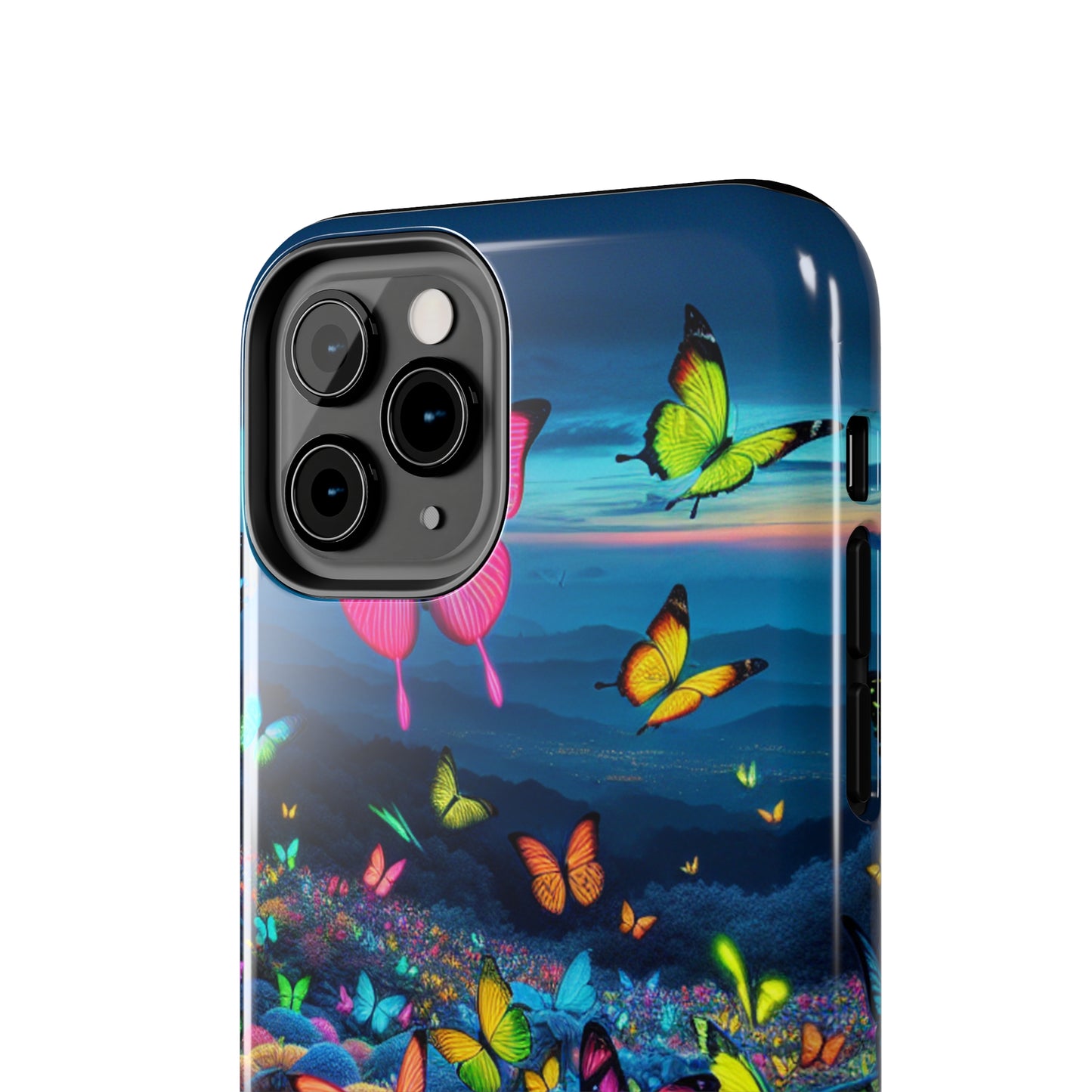 "Neon Flight Spectacle" NEON Butterflies Tough Phone Case Iphone 6 7 8 9 10 11 12 13 14 SE X XR XS Pro Max Mini Plus