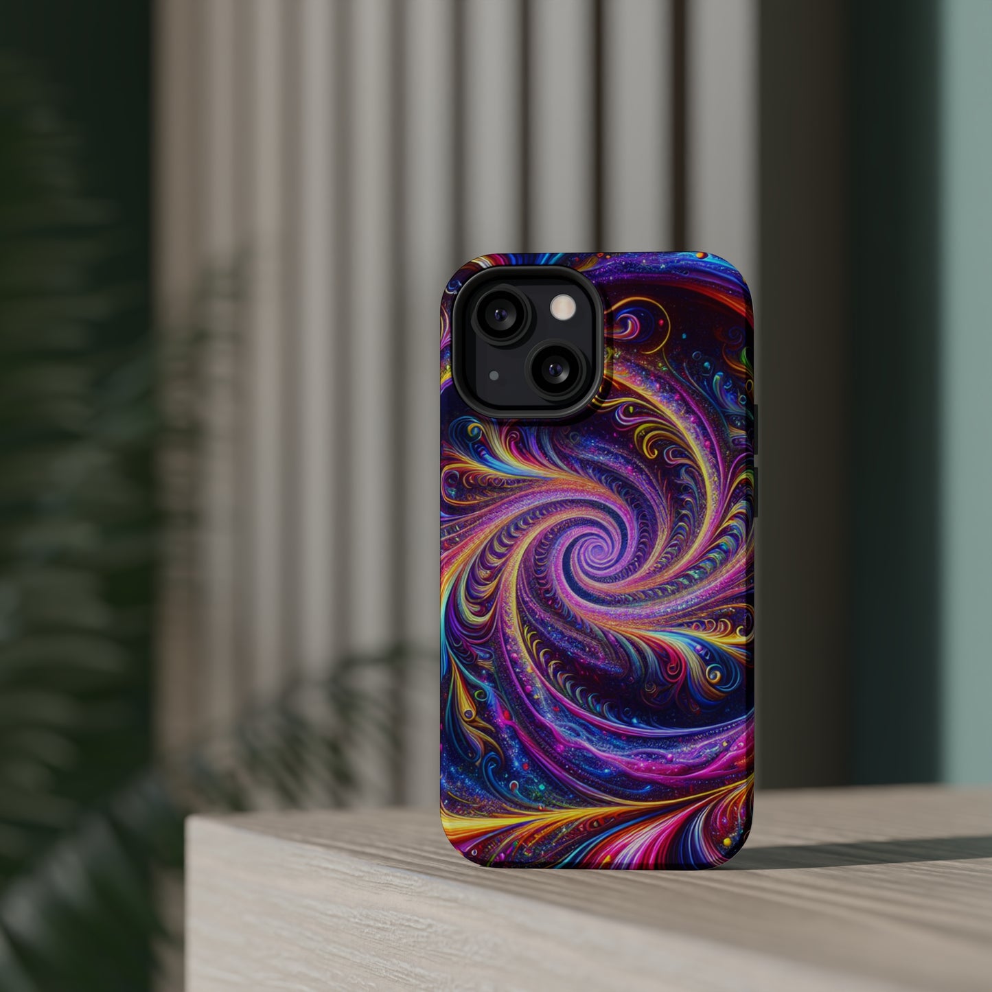 Vivid Psychedelic Cosmic Euphoria. Neon Trippy Infinity Patterns Premium Art Magsafe Magnet Tough IPhone 13 14 15 Pro Plus Max and Mini in Matte and Glossy Phone cases