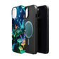 "Neon Meadow" Neon Butterflies and Mushrooms Premium Art Magsafe Magnet Tough IPhone 13 14 15 Pro Plus Max and Mini in Matte and Glossy Phone cases