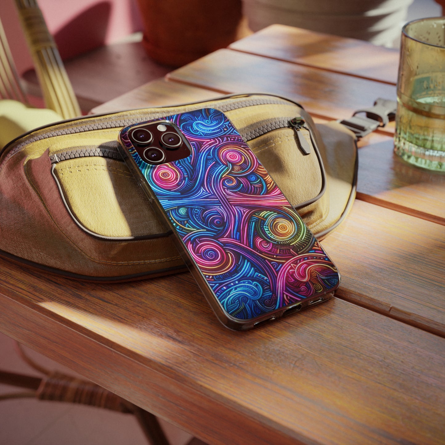 Vibrant Trippy Neon Infinity Ripples. Infinity Patterns Art Polycarbonate Phone Case Samsung Galaxy s21 s22 Google Pixel 6 Iphone 11 12 13 14 Pro Max Mini Plus