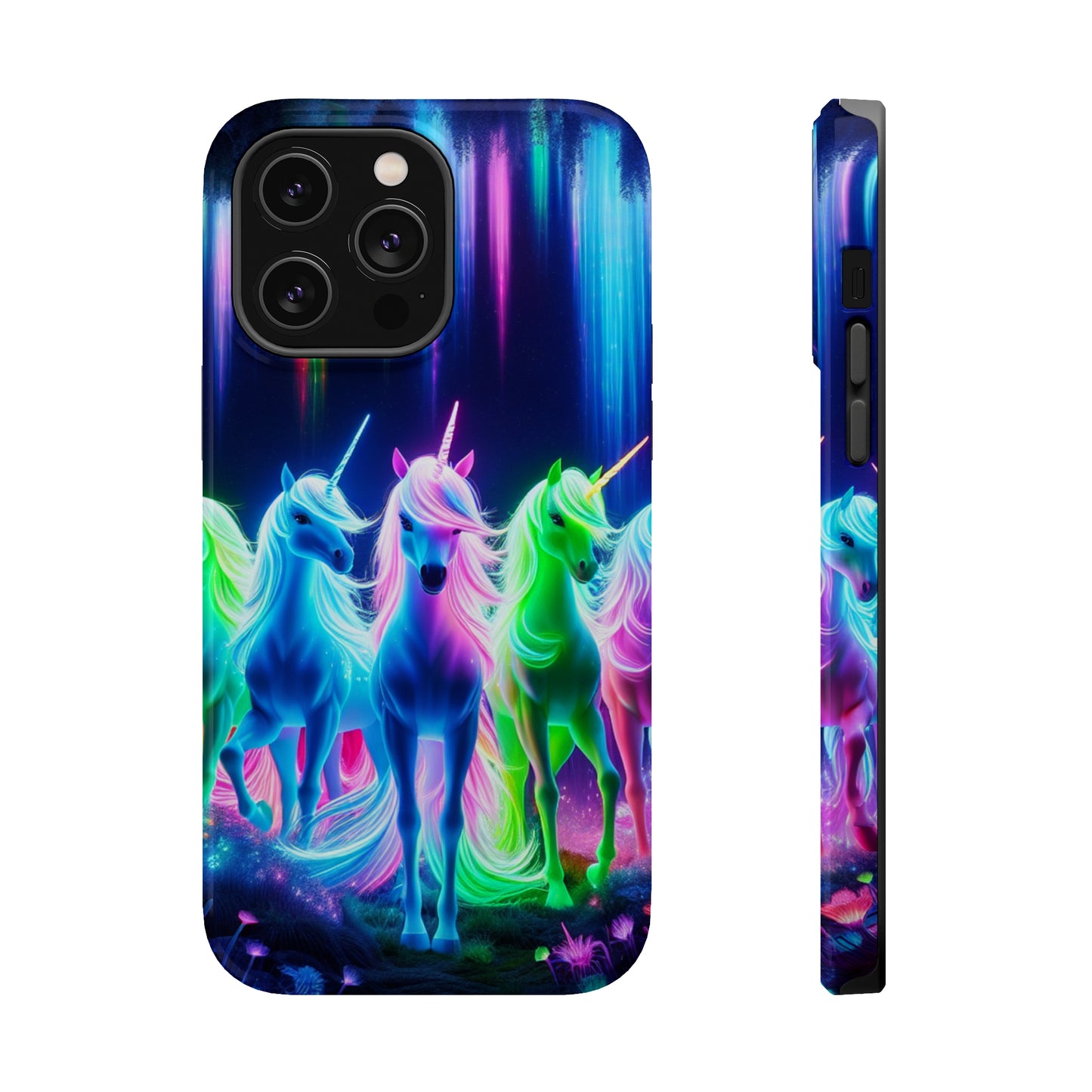 Neon Unicorn Pods. Neon Unicorns Premium Art Magsafe Magnet Tough IPhone 13 14 15 Pro Plus Max and Mini in Matte and Glossy Phone cases