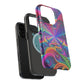 Cosmic Electric Rainbow Frenzy. Neon Trippy Infinity Patterns Premium Art Magsafe Magnet Tough IPhone 13 14 15 Pro Plus Max and Mini in Matte and Glossy Phone cases