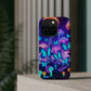 Neon Delight Landscape Neon Butterflies and Mushrooms Premium Art Magsafe Magnet Tough IPhone 13 14 15 Pro Plus Max and Mini in Matte and Glossy Phone cases