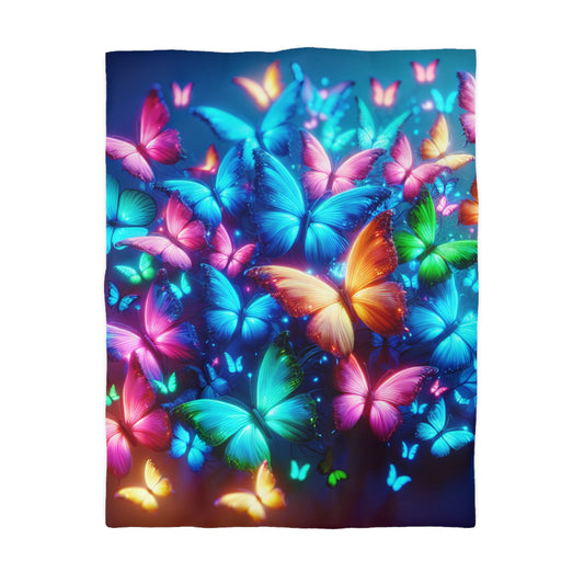 Pietro della Verona - NEON Butterflies Microfiber Duvet Cover