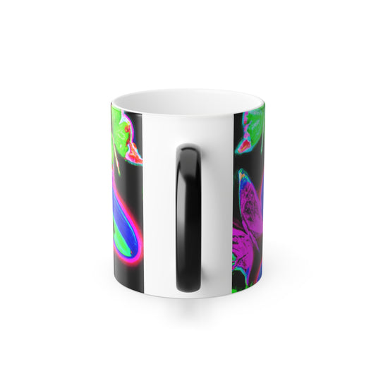 "Neon's Dance" Mushrooms & Butterflies 11oz Color Morphing Mug