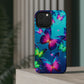 Vivid Glinting Neon Butterflies Neon Butterflies Premium Art Magsafe Magnet Tough IPhone 13 14 15 Pro Plus Max and Mini in Matte and Glossy Phone cases