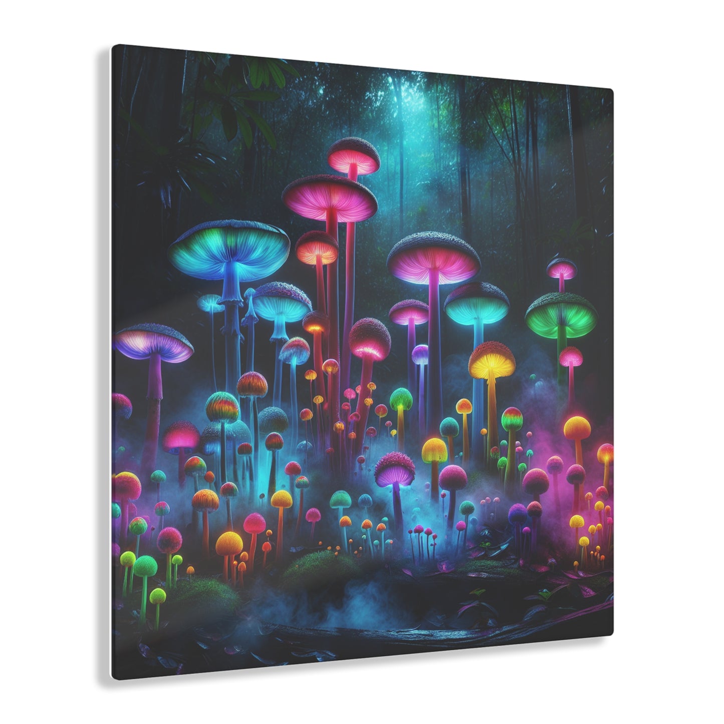Neon Fungal Fusion. Mushrooms 1/4" Glossy Acrylic Art