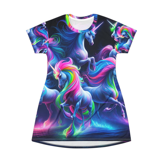 Neon Unicorns Fiesta. Neon Unicorns Womans T Shirt Dress