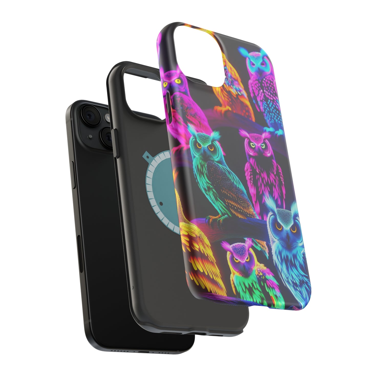 Neon Night Owls. Neon Owls Premium Art Magsafe Magnet Tough IPhone 13 14 15 Pro Plus Max and Mini in Matte and Glossy Phone cases
