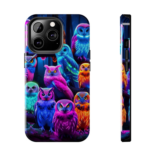 Neon Party of Owls NEON Owls Phone Case Iphone 7 8 9 10 11 12 13 14 Pro Max Mini Plus XR XS SE