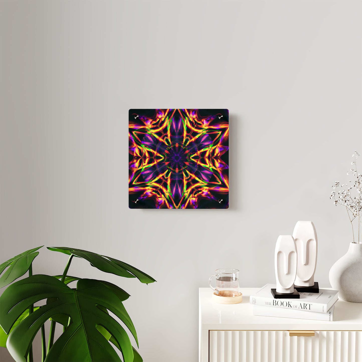 Neon Ascension. Trippy Infinity Patterns Acrylic Art Panel
