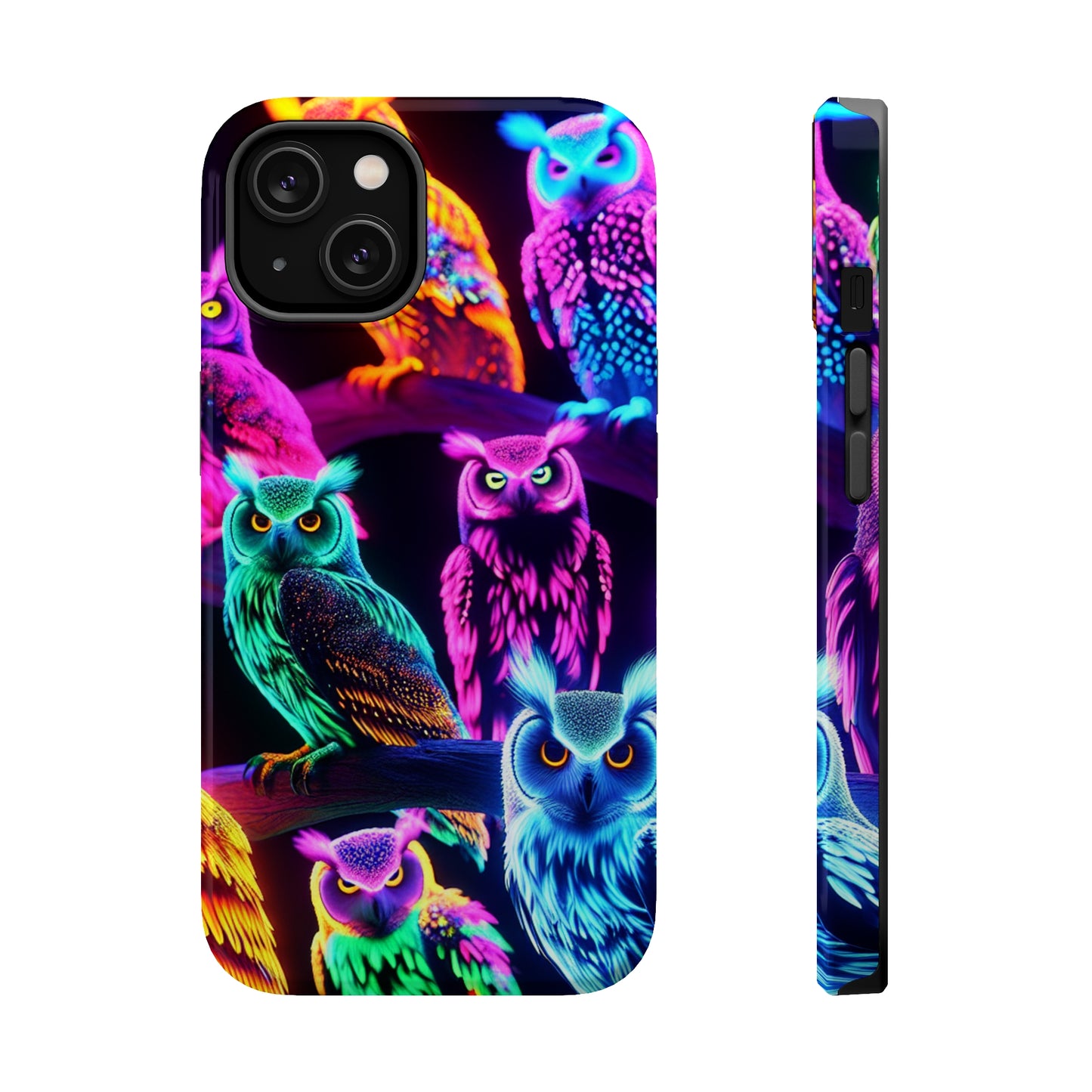 Neon Night Owls. Neon Owls Premium Art Magsafe Magnet Tough IPhone 13 14 15 Pro Plus Max and Mini in Matte and Glossy Phone cases