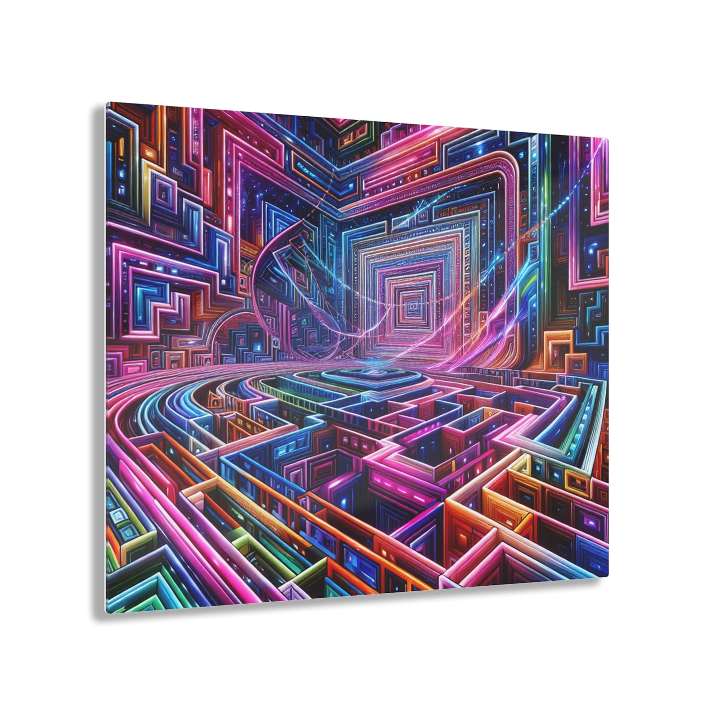 Neon Liminiscence Trippy infity Pattern 1/4" Glossy Acrylic Art