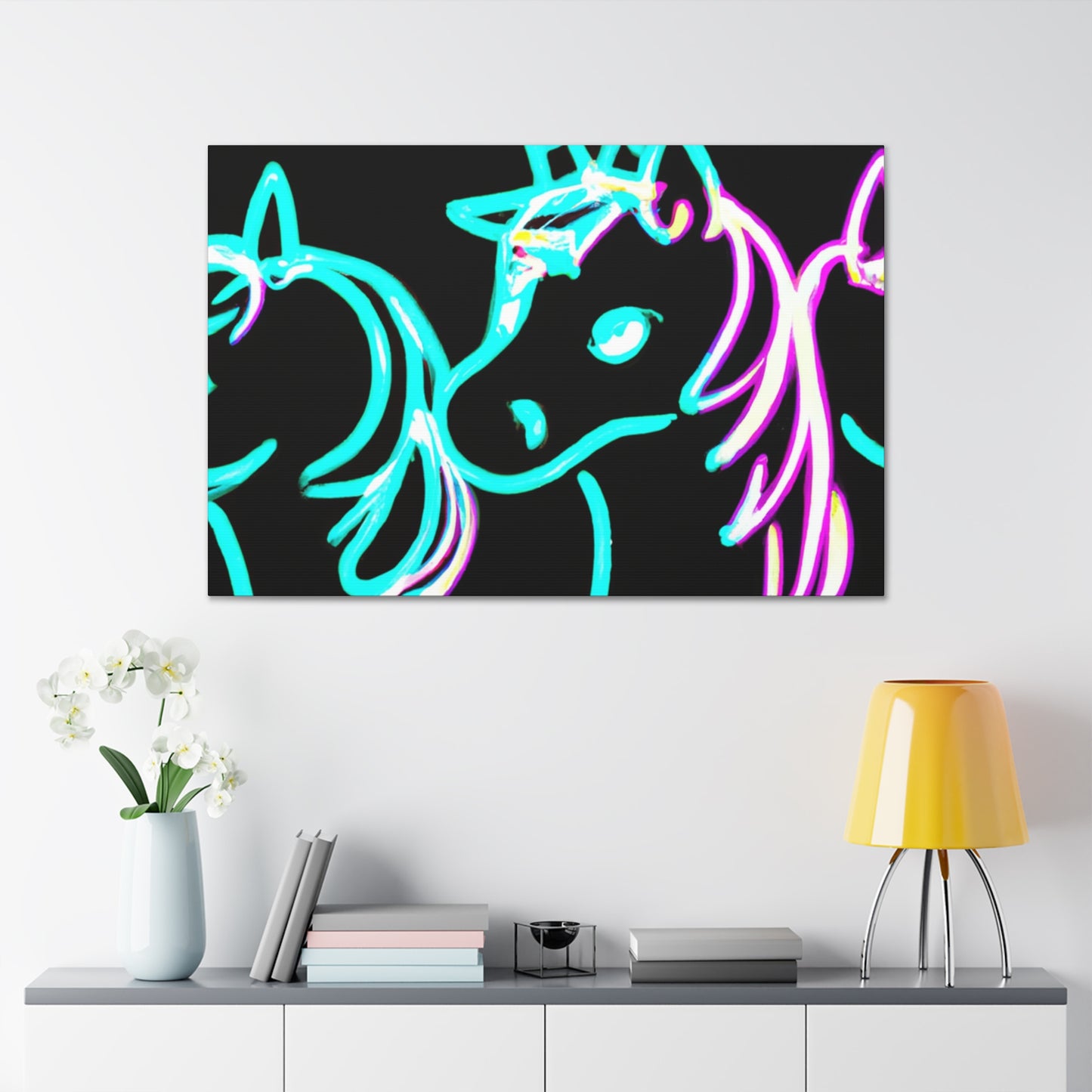 "Neon Unicorn Carnival" NEON Unicorns Art Canvas