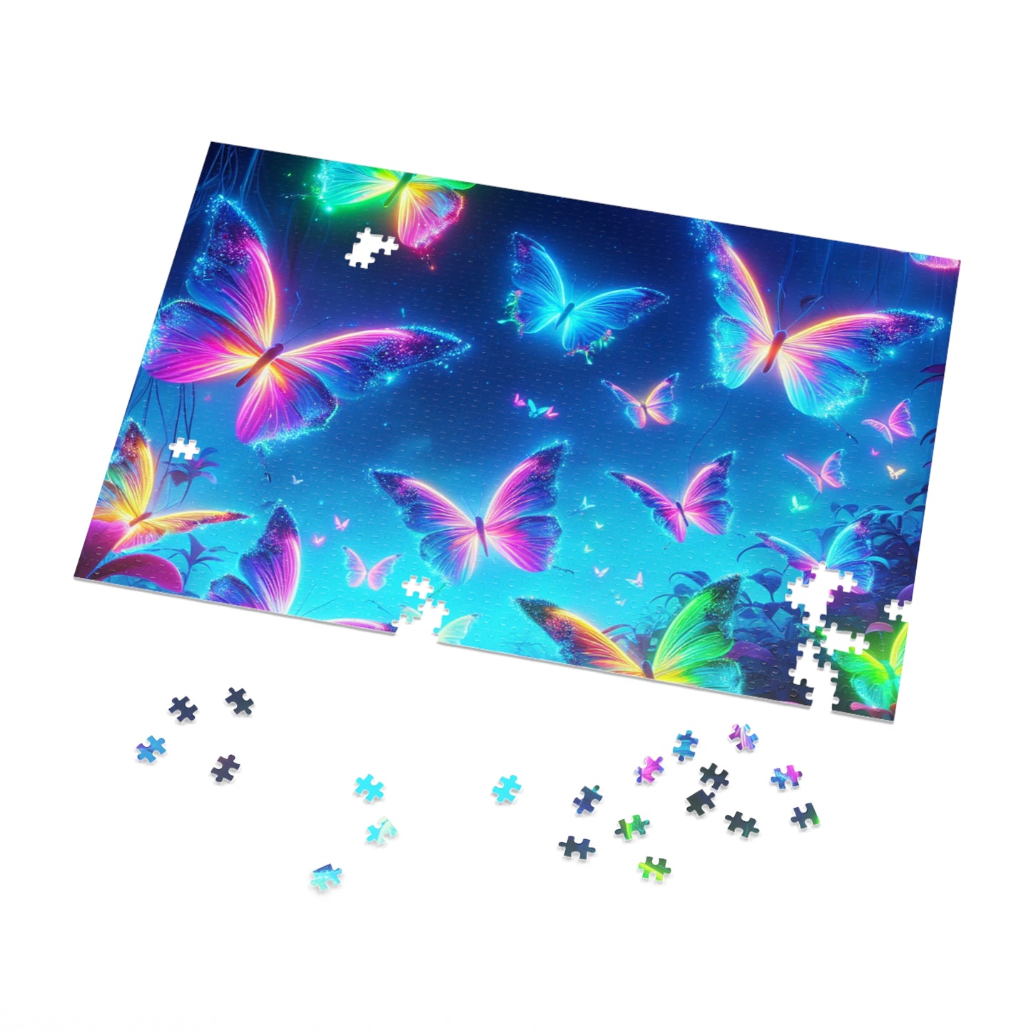 Neon Flight. - Neon Butterflies Puzzle30, 110, 252, and 1000 Pieces