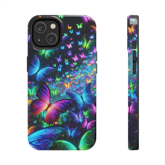 Vivid Spectral Flight. NEON Butterflies Tough Phone Case