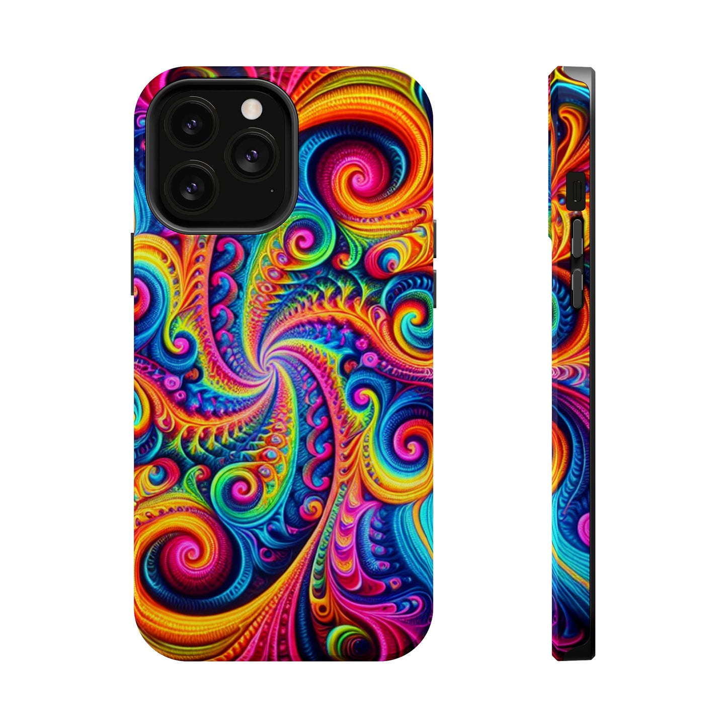 Trip-Infinite Radiance Neon Trippy Infinity Patterns Premium Art Magsafe Magnet Tough IPhone 13 14 15 Pro Plus Max and Mini in Matte and Glossy Phone cases