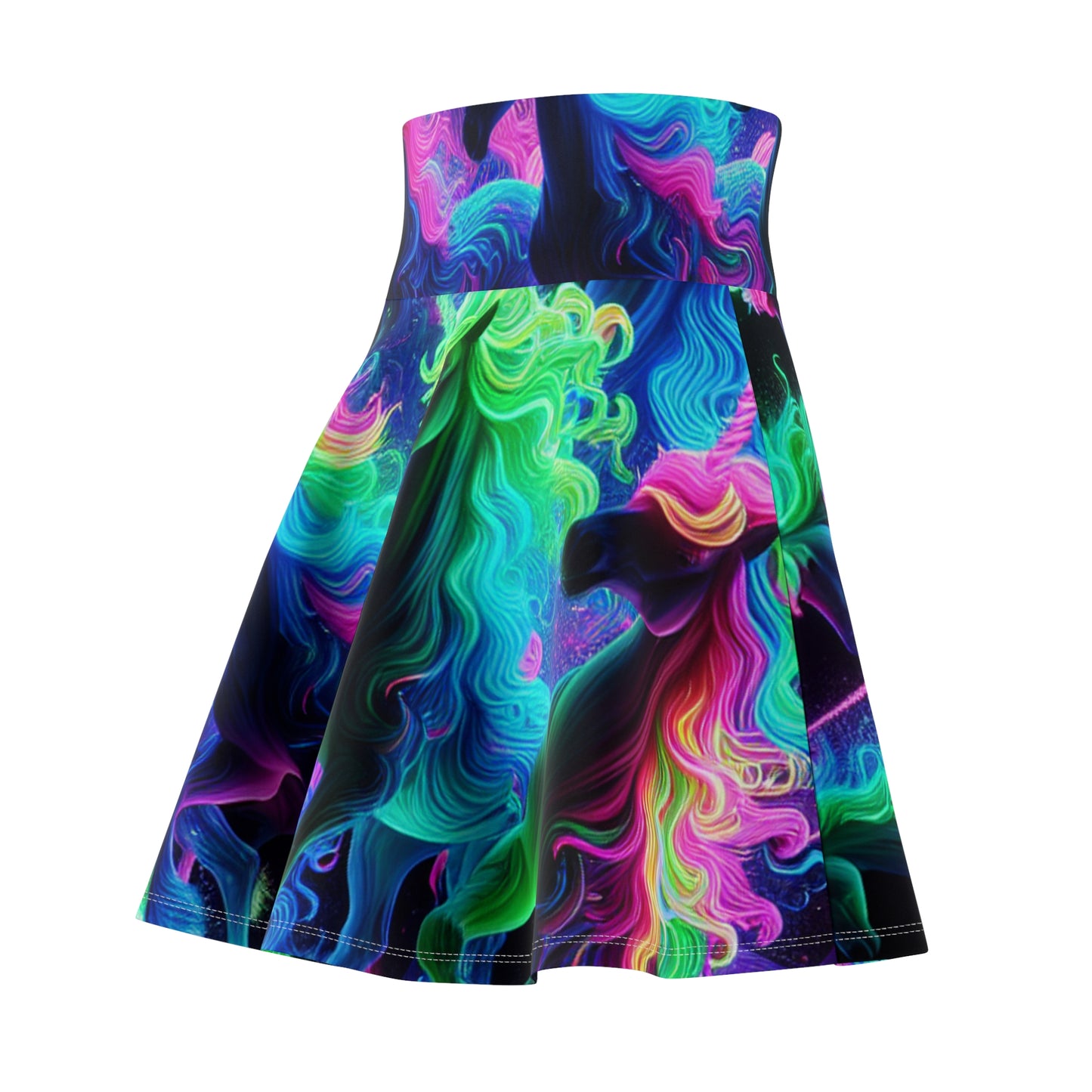 "Glowing Manicorn Rainbow Rush" -NEON Unicorns Woman' Skater Skirt