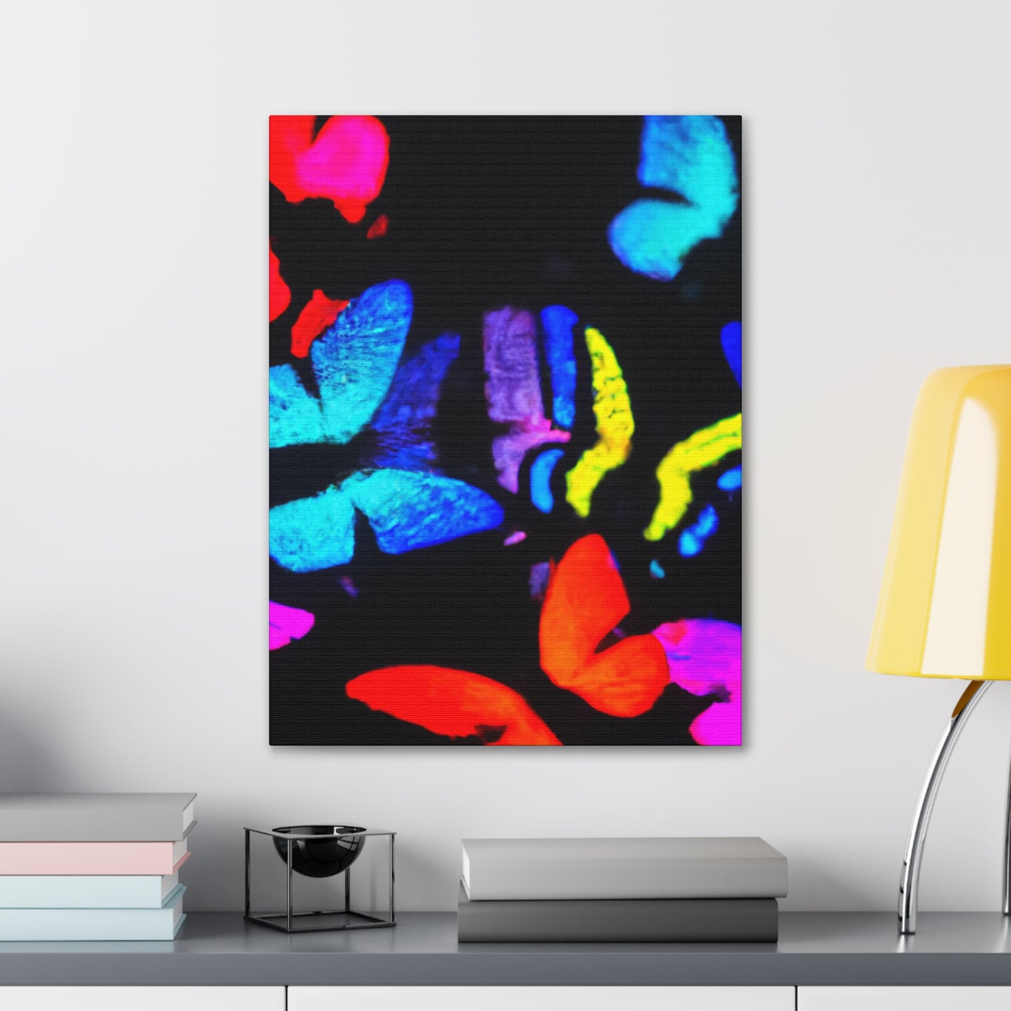 "Fantasia of Flutterbyes" Neon Butterflies  Art Canvas