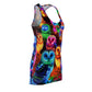 "Neon Nightingales" Neon Owls Racerback Dress