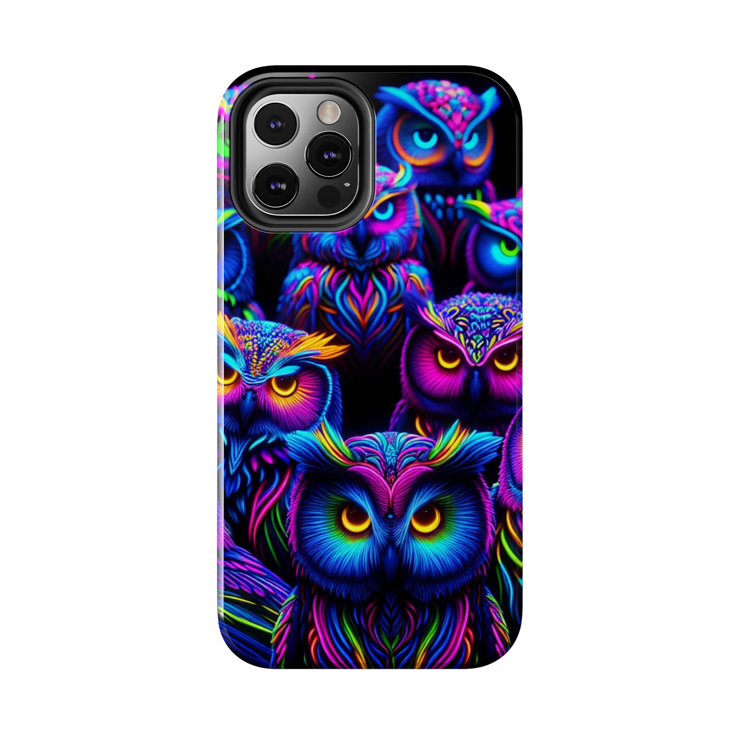 Neon Owl Congregation. NEON Owls Tough Phone Case
