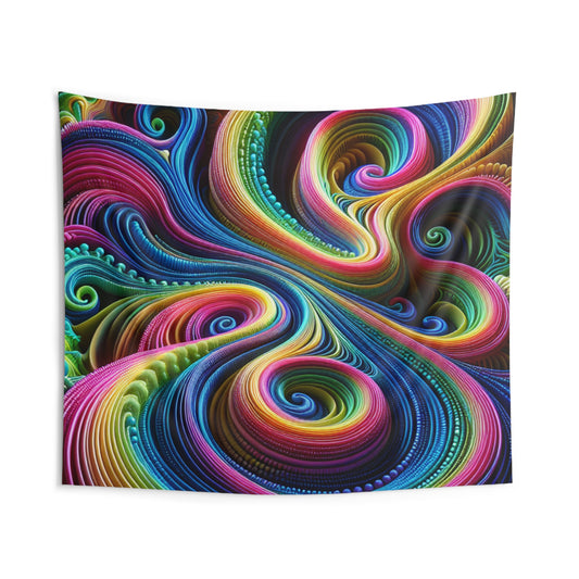 Vortex of Neon Radiance Infinity Patterns Art Tapestry