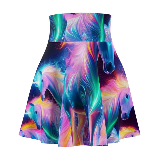 TripFallen Neonics -NEON Unicorns Woman' Skater Skirt