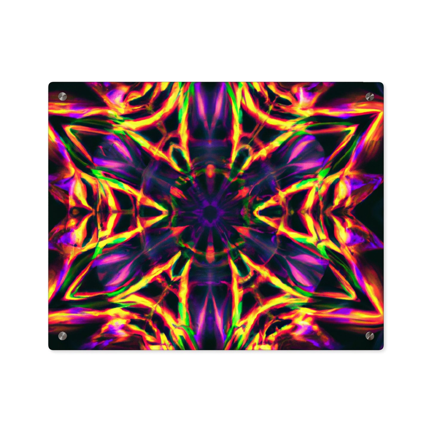 Neon Ascension. Trippy Infinity Patterns Acrylic Art Panel