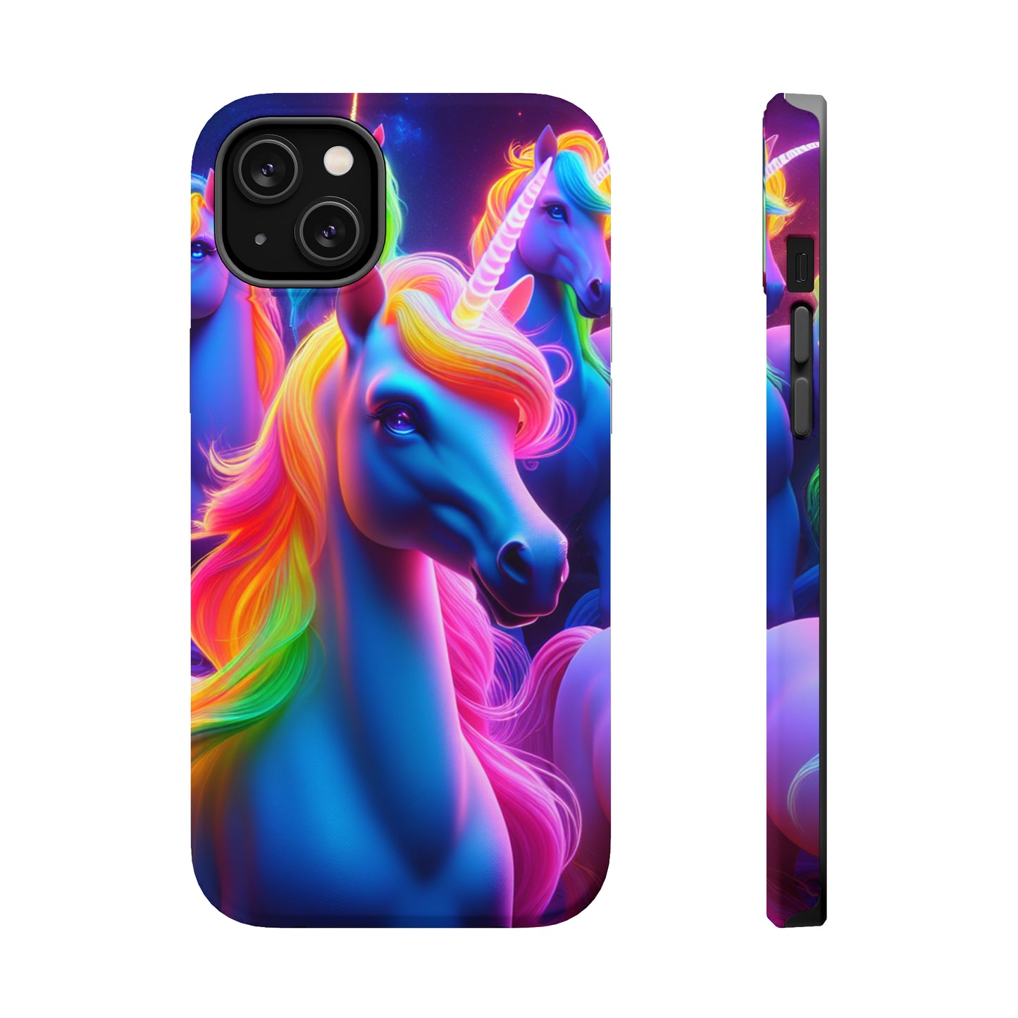 Neon Nighthorn Pride Neon Unicorns Premium Art Magsafe Magnet Tough IPhone 13 14 15 Pro Plus Max and Mini in Matte and Glossy Phone cases