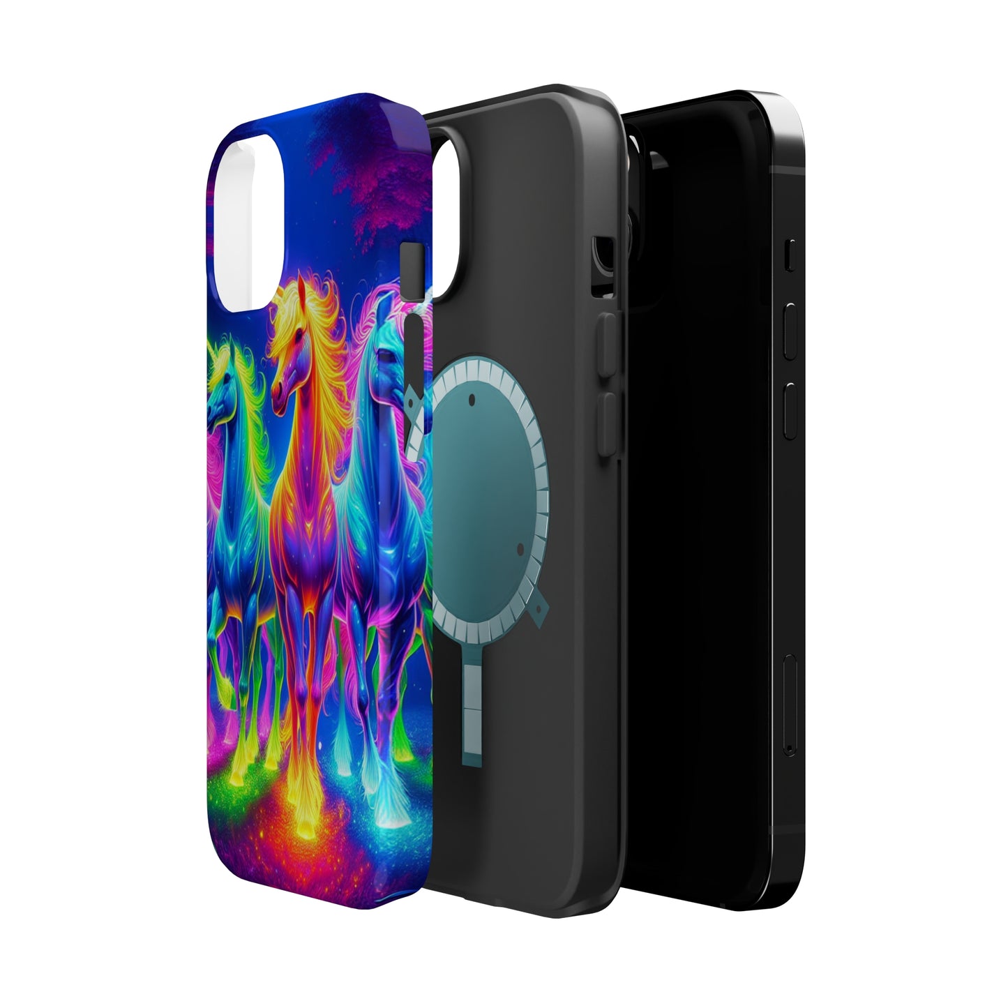 Neon Mystic Magicians Neon Unicorns Premium Art Magsafe Magnet Tough IPhone 13 14 15 Pro Plus Max and Mini in Matte and Glossy Phone cases