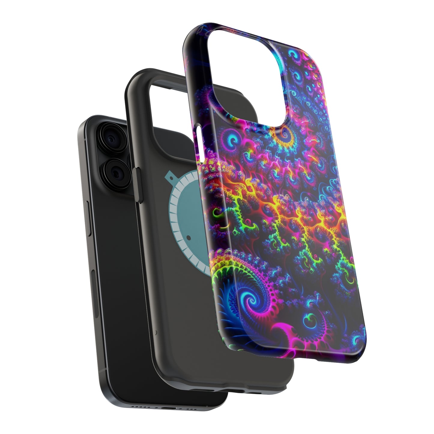 Twilight Infinyscape Neon Trippy Infinity Patterns Premium Art Magsafe Magnet Tough IPhone 13 14 15 Pro Plus Max and Mini in Matte and Glossy Phone cases