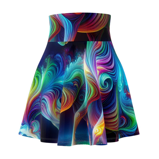 "Neon Rainbow Dreamers" -NEON Unicorns Woman' Skater Skirt