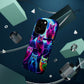 "Neon Splash of Owls" Neon Owls Premium Art Magsafe Magnet Tough IPhone 13 14 15 Pro Plus Max and Mini in Matte and Glossy Phone cases