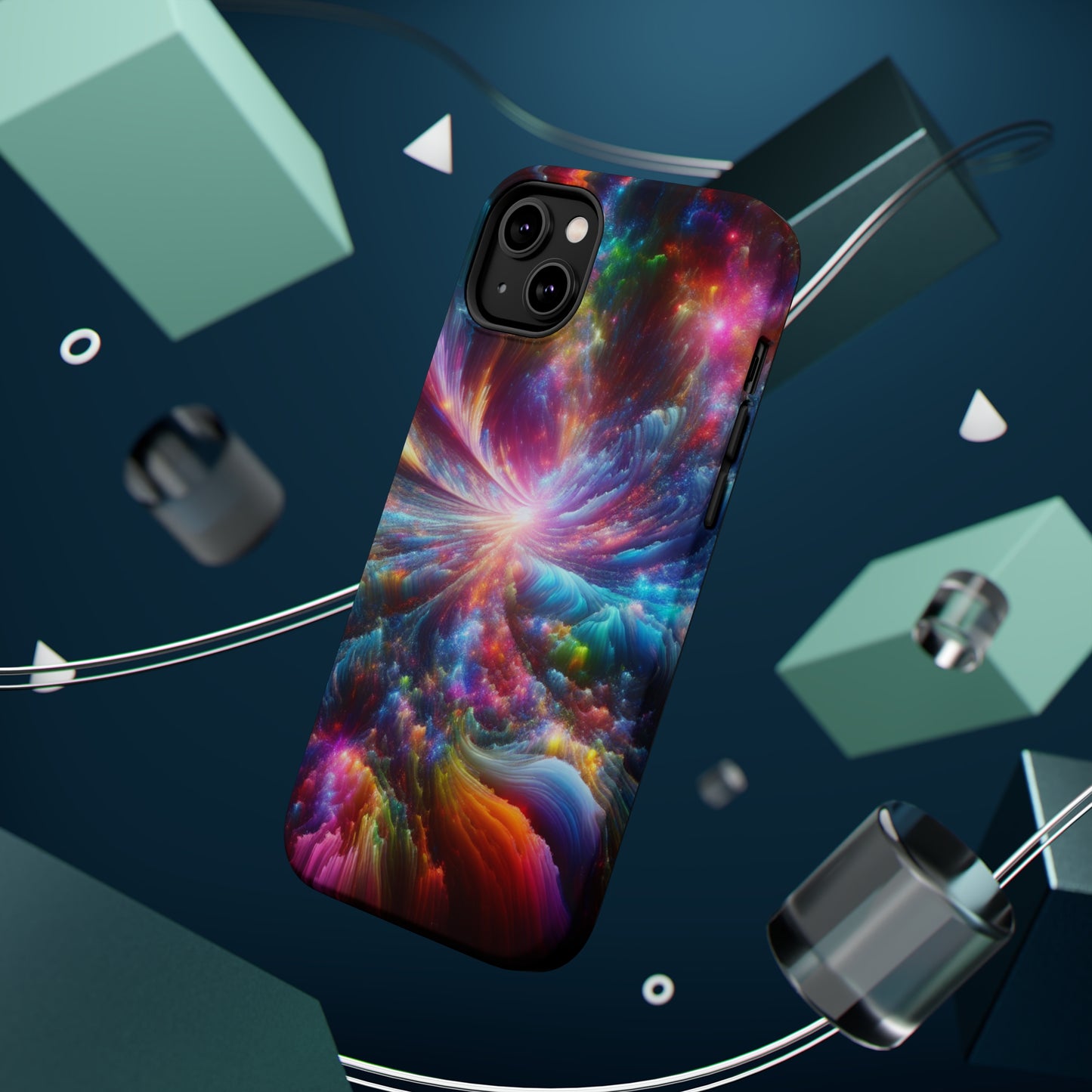 Neon Infinity Chromadrift. Neon Trippy Infinity Patterns Premium Art Magsafe Magnet Tough IPhone 13 14 15 Pro Plus Max and Mini in Matte and Glossy Phone cases