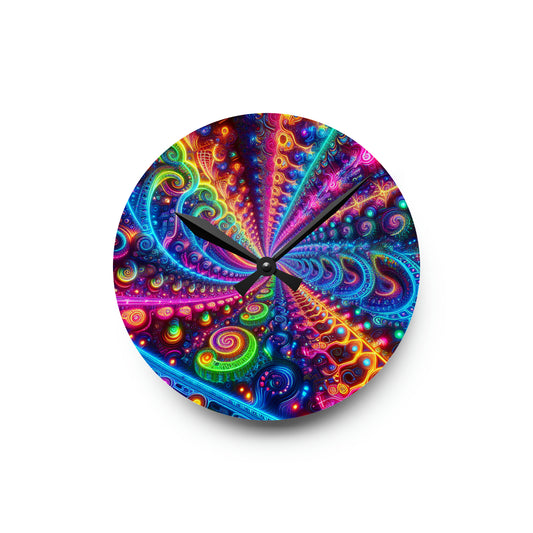 "Infinite Neon Reflection" Infinity Patterns Art Acrylic Clock