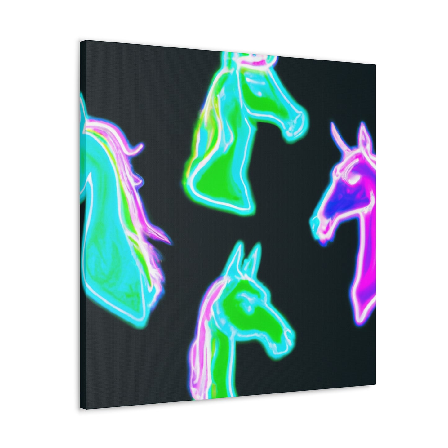 Vivid Nocturnal Unicorns. NEON Unicorns Art Canvas