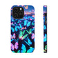 "Fantasia of Neon Butterflies" Neon Butterflies Premium Art Magsafe Magnet Tough IPhone 13 14 15 Pro Plus Max and Mini in Matte and Glossy Phone cases