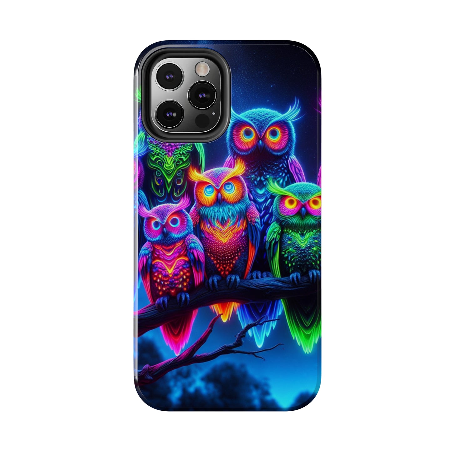 'Neon Rainbow Owls' NEON Owls Tough Phone Case
